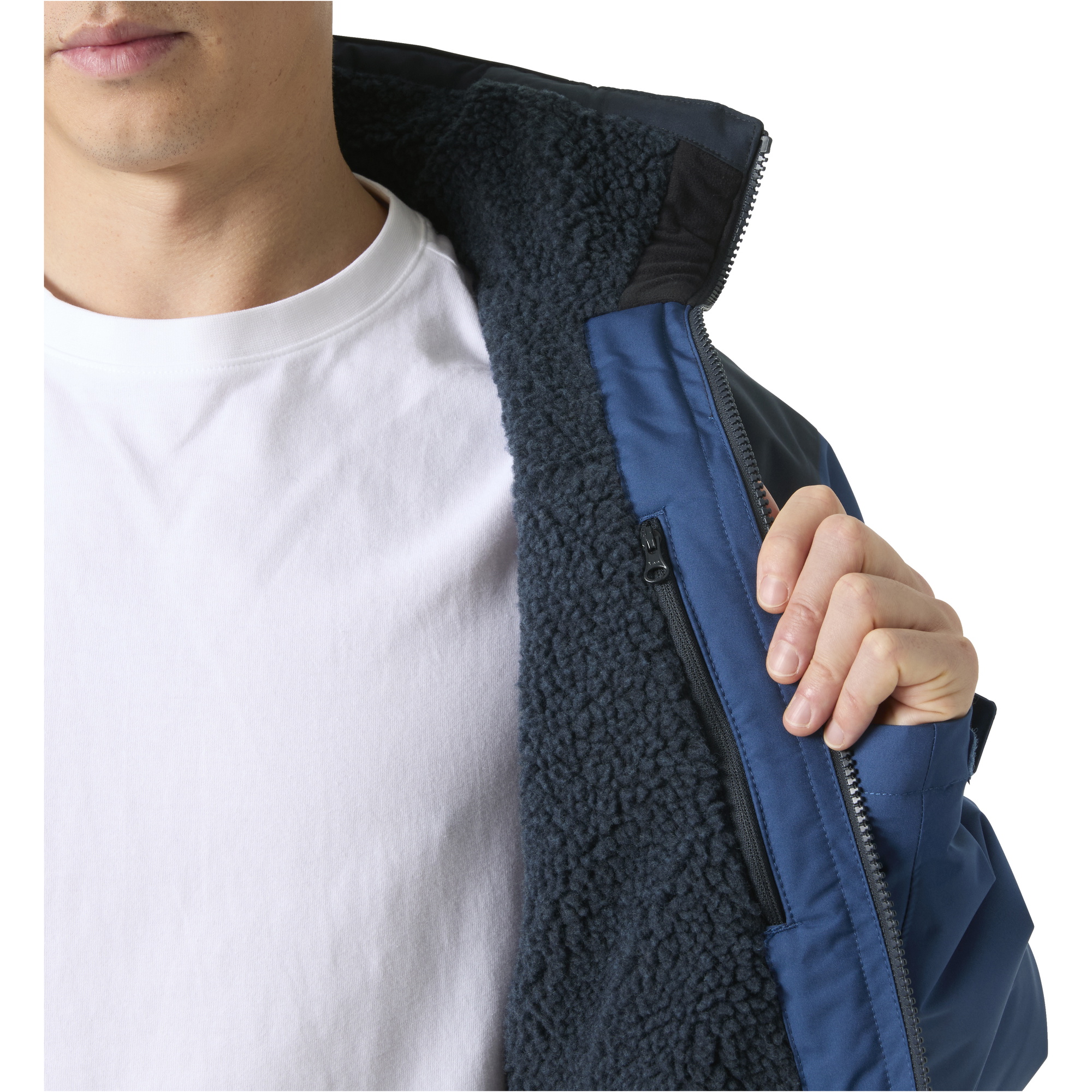 2026 Helly Hansen Mens Crew Hooded Pile Jacket 34526 - Dark Blue